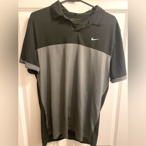 Nike Golf Dri-fit black and silver polo - Size: Medium
